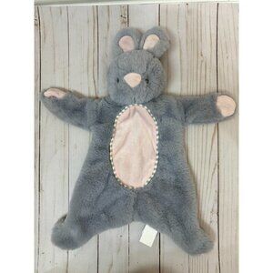 KellyToy Infant Bunny Rabbit Security Blanket Lovey Crinkle Rattle Gray Pink